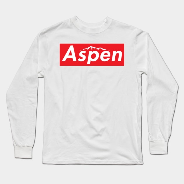 Skiing Aspen Colorado Ski Red And White Skateboard Snowboard Laptop Long Sleeve T-Shirt by TravelTime